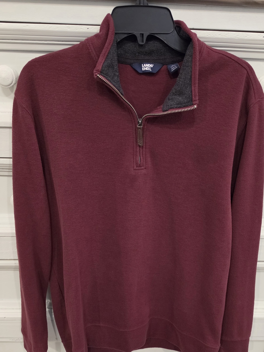 Lands' End Men's Quarter-Zip Sweater - Burgundy